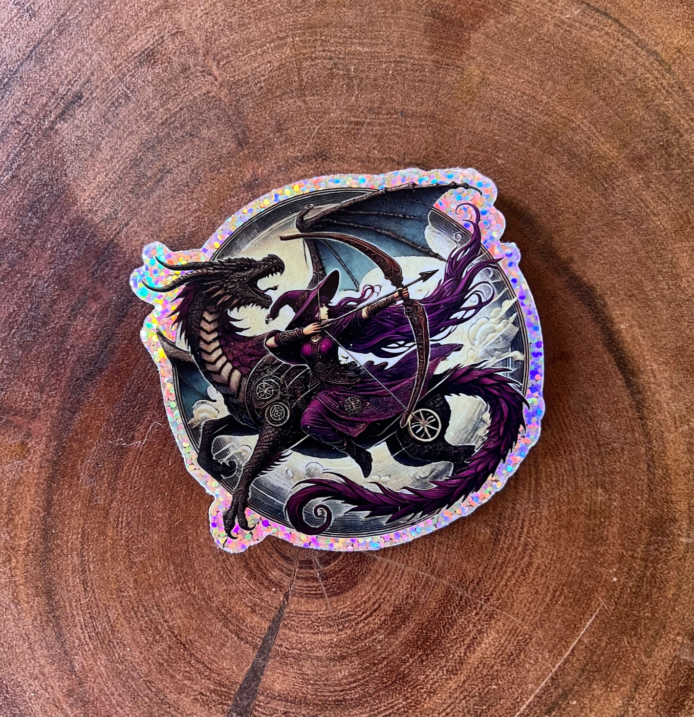 Sticker - Glitter Dragonsworn Huntress