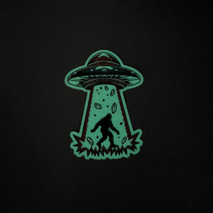 Sticker - Bigfoot Abduction UFO Glow-in-the-Dark