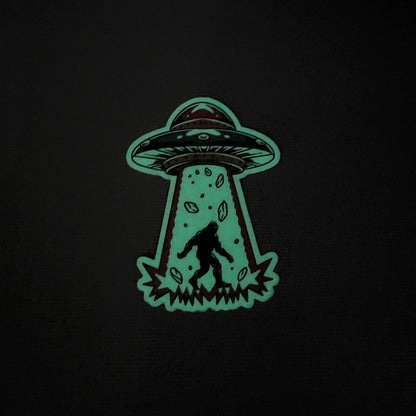 Sticker - Bigfoot Abduction UFO Glow-in-the-Dark