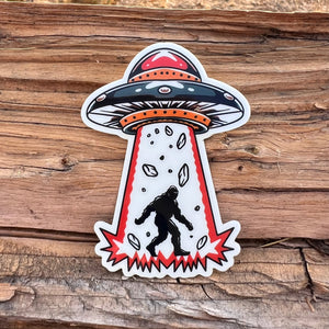 Sticker - Bigfoot Abduction UFO Glow-in-the-Dark