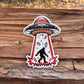 Sticker - Bigfoot Abduction UFO Glow-in-the-Dark
