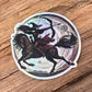 Sticker - holographic Witch with bow on horse