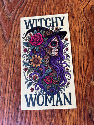 Sticker - Witchy Woman, Floral Skeleton